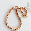 Sunstone OR Aqua Sea Sediment and Monsterra Leaf MOP Pendant - The Vista Necklace