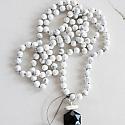 Magnesite and Rutiliated Quartz Pendant Necklace - The Lagos Necklace