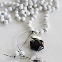Magnesite and Rutiliated Quartz Pendant Necklace - The Lagos Necklace