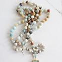 Amazonite and Beach Glass Pendant - The Aruba Necklace
