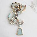 Amazonite and Beach Glass Pendant - The Aruba Necklace