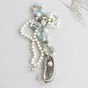 Hand Tied Aquamarine, Mother of Pearl Necklace - The Oyster Bay Necklace