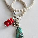 Riverstone, Turquoise, and Coral Necklace - The Cape Verde Necklace