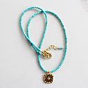 Turquoise, Agate, Aqumarine, or Labradorite Simple CZ Necklace - The Lido Necklace