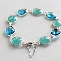 Aqua Chalcedony and Blue Topaz Linked Bracelet - The Azure Bracelet