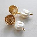 Vintage Glass Pearl Gold Post Earrings - The Gemma Earrings