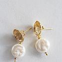 Vintage Glass Pearl Gold Post Earrings - The Gemma Earrings