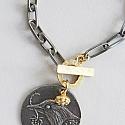 Oxidized Paper Clip Chain with Bird Pendant - The Robin Necklace