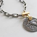 Oxidized Paper Clip Chain with Bird Pendant - The Robin Necklace