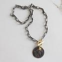 Oxidized Paper Clip Chain with Bird Pendant - The Robin Necklace