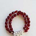 Vintage Red Glass and Rhinestone Clasp Bracelet - The Valentine Bracelet