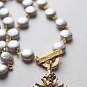 Vintage Gray Glass Coin and Cross Necklace - The Jerusalem Necklace
