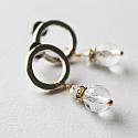 Clear Quartz on Circle Hoop Post Earrings - The Everly Earrings