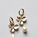 Vintage Glass Pearl Drop and Hydrangea CZ Earrings - The Starlight Earrings