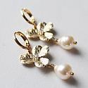 Vintage Glass Pearl Drop and Hydrangea CZ Earrings - The Starlight Earrings