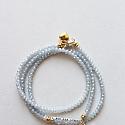Gray Glass and Sterling Silver Bar Wrap Bracelet - The You are Loved Bracelet