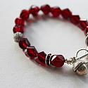 Red Vintage Glass and Acorn Charm Bracelet - The Winter Oak Bracelet