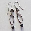 Druzy and Black Obsidian Hoop Earrings - The Marla Earrings