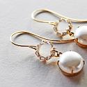 Vintage Glass Pearl Cabachon & CZ Earrings - The Gail Earrings