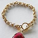 Golden Brass and Ruby Charm Bracelet - The Holiday Bracelet