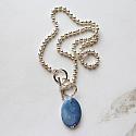 Blue Opal Pendant on Sterling Clad Ball Chain - The Candace Necklace