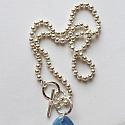 Blue Opal Pendant on Sterling Clad Ball Chain - The Candace Necklace