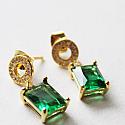 Emerald Green Crystal and CZ Post Earrings - The Ivy Earrings