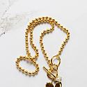 Gold Plated Elongated Heart on a Plated Ball Chain - The Ainsley Necklace