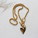 Gold Plated Elongated Heart on a Plated Ball Chain - The Ainsley Necklace