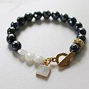 Mystic Titanium Black Onyx and Moonstone Bracelet - The Solstice Necklace