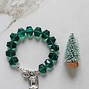 Vintage Glass Bracelet with Silver Cabachon - The Winter Forest Bracelet