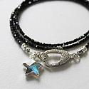 Triple Wrap Bracelet/Necklace in Black Tourmaline or Labradorite - The Star Gazer Bracelet/Necklace