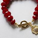 Vintage Red Glass and Sacred Heart Bracelet - The Bethlehem Bracelet