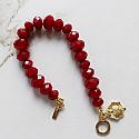 Vintage Red Glass and Sacred Heart Bracelet - The Bethlehem Bracelet