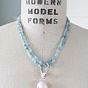 Vintage Glass Pearls OR Aquamarine Convertible Necklace - The Vanessa Necklace