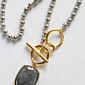 Mixed Metal and Labradorite Pendant Necklace - The Gabby Necklace