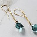 London Topaz on Gold Bar Earrings - The Isabel Earrings