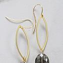 Faceted Glass Gray/Clear on Gold Hoops - The Julia Earrings