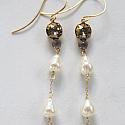 Vintage Glass Pearls and Cabachon Earrings - The Vienna Earrings