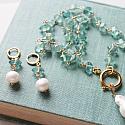 Green Fluorite and Gold Necklace with Baroque Pearl Pendant - The Natasha Necklace