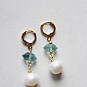 Green Fluorite and Fresh Water Pearl Earrings - The Natasha Earrings