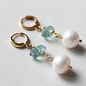 Green Fluorite and Fresh Water Pearl Earrings - The Natasha Earrings