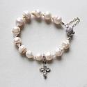 Fresh Water Pearl and Vintage Glass Cross Bracelet - The Grace Bracelet