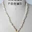 Vintage Creamy Glass Pebble Pearls with Vintage Pearl Pendant - The Angela Necklace