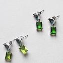 Blue Topaz and Peridot or Emerald Post Earrings - The Gala Earrings