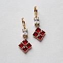 Garnet Square and CZ Post Style or Leverback  Earrings - The Ruby Earrings