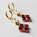 Garnet Square and CZ Post Style or Leverback  Earrings - The Ruby Earrings
