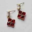Garnet Square and CZ Post Style or Leverback  Earrings - The Ruby Earrings