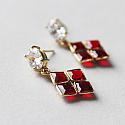 Garnet Square and CZ Post Style or Leverback  Earrings - The Ruby Earrings