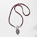 Sacred Heart Charm on Garnet Beaded Necklace - The Mercy Necklace